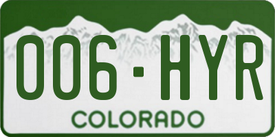 CO license plate 006HYR