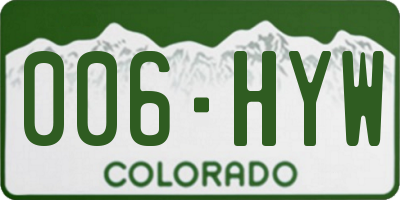 CO license plate 006HYW