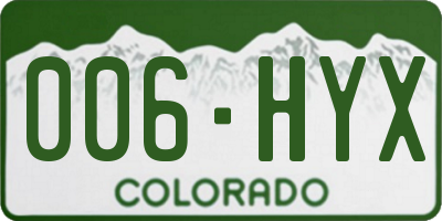 CO license plate 006HYX