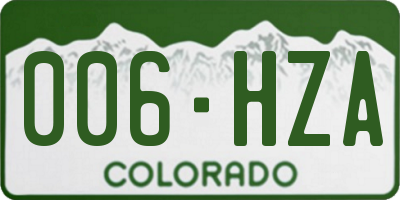 CO license plate 006HZA