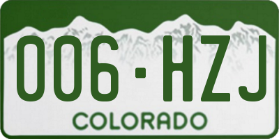 CO license plate 006HZJ