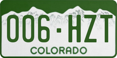 CO license plate 006HZT