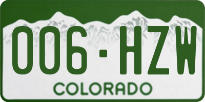 CO license plate 006HZW