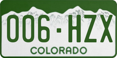 CO license plate 006HZX