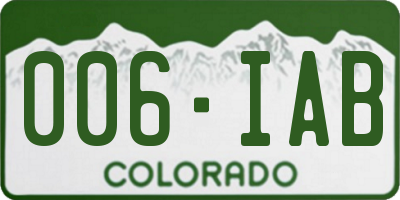 CO license plate 006IAB