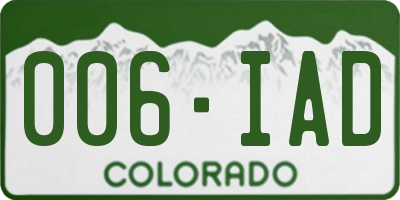 CO license plate 006IAD