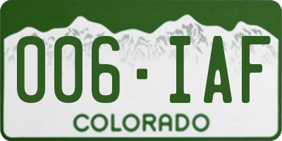 CO license plate 006IAF