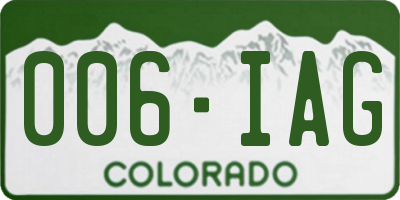 CO license plate 006IAG