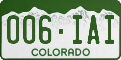 CO license plate 006IAI