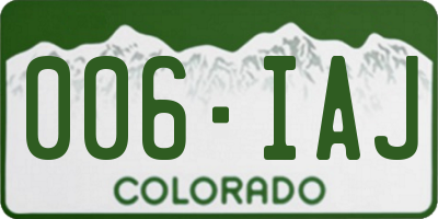 CO license plate 006IAJ