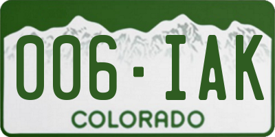 CO license plate 006IAK