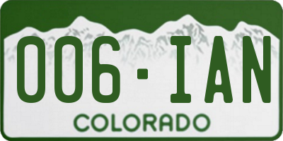 CO license plate 006IAN