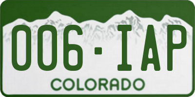 CO license plate 006IAP