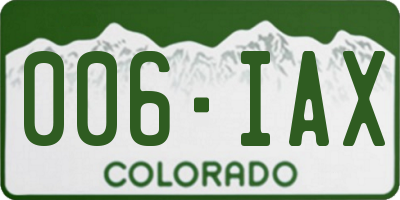 CO license plate 006IAX