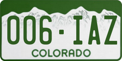 CO license plate 006IAZ