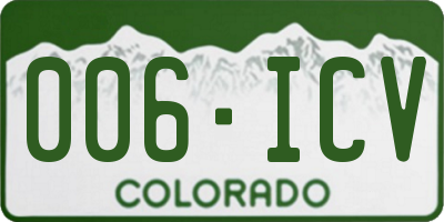 CO license plate 006ICV