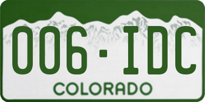 CO license plate 006IDC