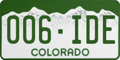 CO license plate 006IDE