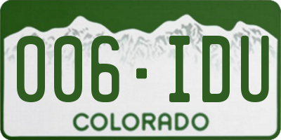 CO license plate 006IDU