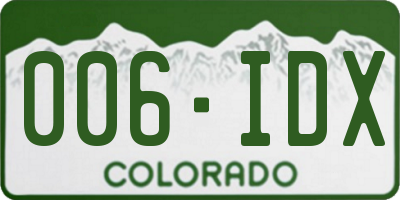 CO license plate 006IDX