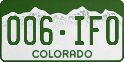 CO license plate 006IFO