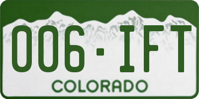 CO license plate 006IFT