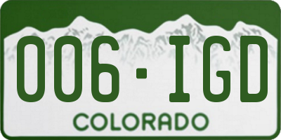 CO license plate 006IGD