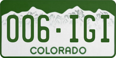 CO license plate 006IGI