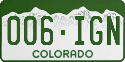 CO license plate 006IGN