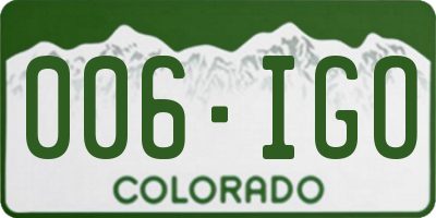 CO license plate 006IGO