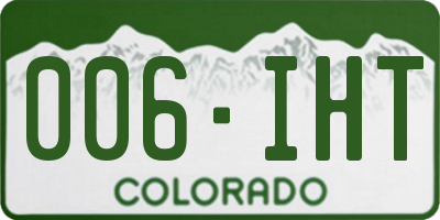 CO license plate 006IHT