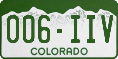 CO license plate 006IIV