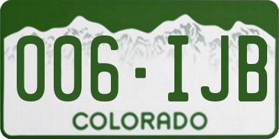 CO license plate 006IJB