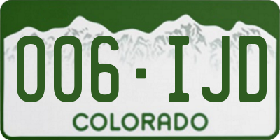 CO license plate 006IJD