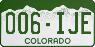 CO license plate 006IJE