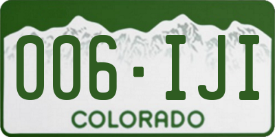 CO license plate 006IJI