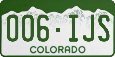 CO license plate 006IJS