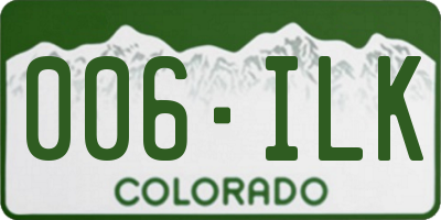 CO license plate 006ILK