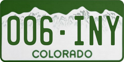 CO license plate 006INY