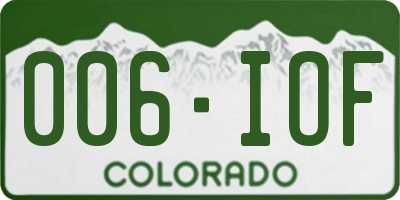 CO license plate 006IOF