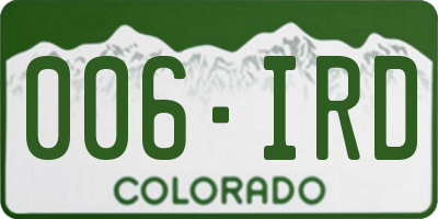 CO license plate 006IRD