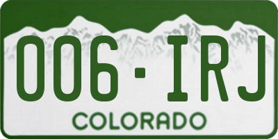 CO license plate 006IRJ
