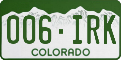 CO license plate 006IRK