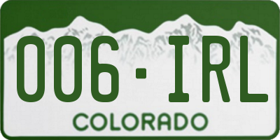 CO license plate 006IRL