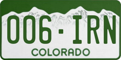 CO license plate 006IRN