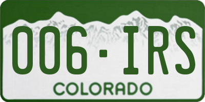CO license plate 006IRS