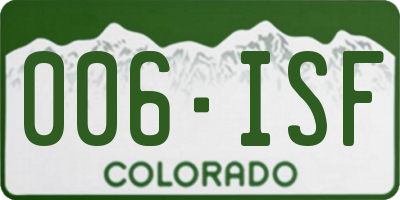 CO license plate 006ISF