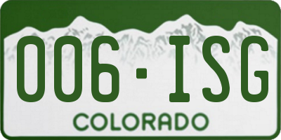 CO license plate 006ISG