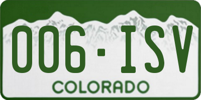 CO license plate 006ISV