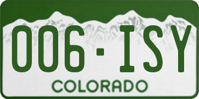 CO license plate 006ISY